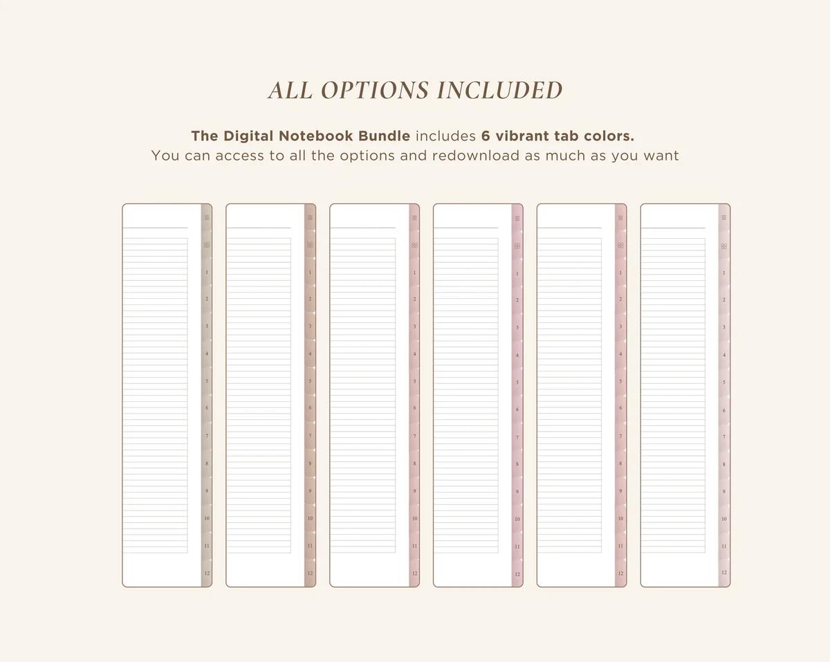 12 Subject Digital Notebooks | Bundle Landscape & Portrait | 6 Soft Colors — image 4