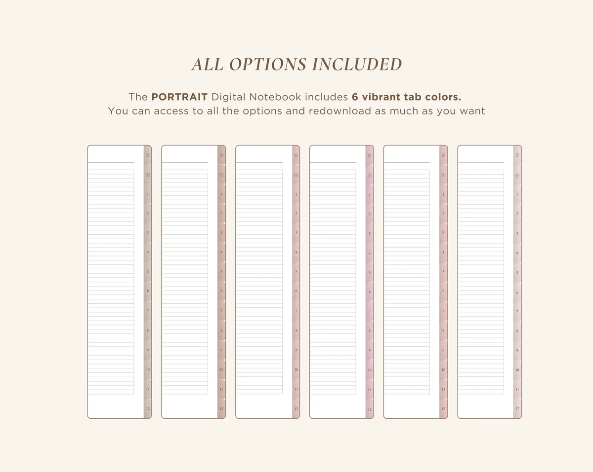12 Subject Digital Notebooks | Portrait | 6 Soft Colors — image 3